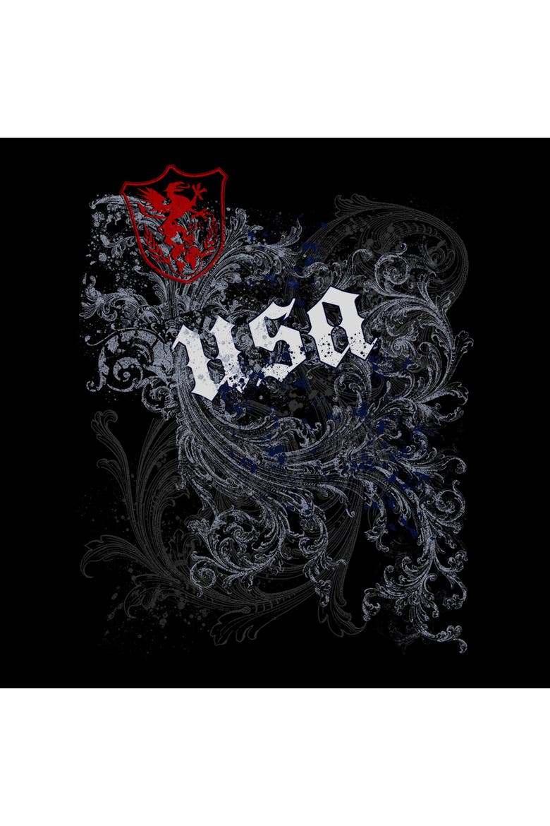 Juniors Lost Gods USA Goth Floral T Shirt, Alternate, color, Black