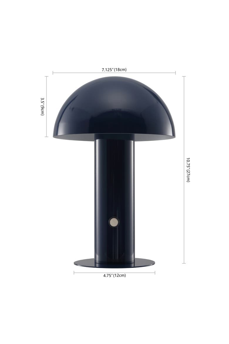 Boletus Contemporary Bohemian Rechargeable/Cordless Iron Integrated Portable LED Mushroom Table Lamp, Alternate, color, Navy