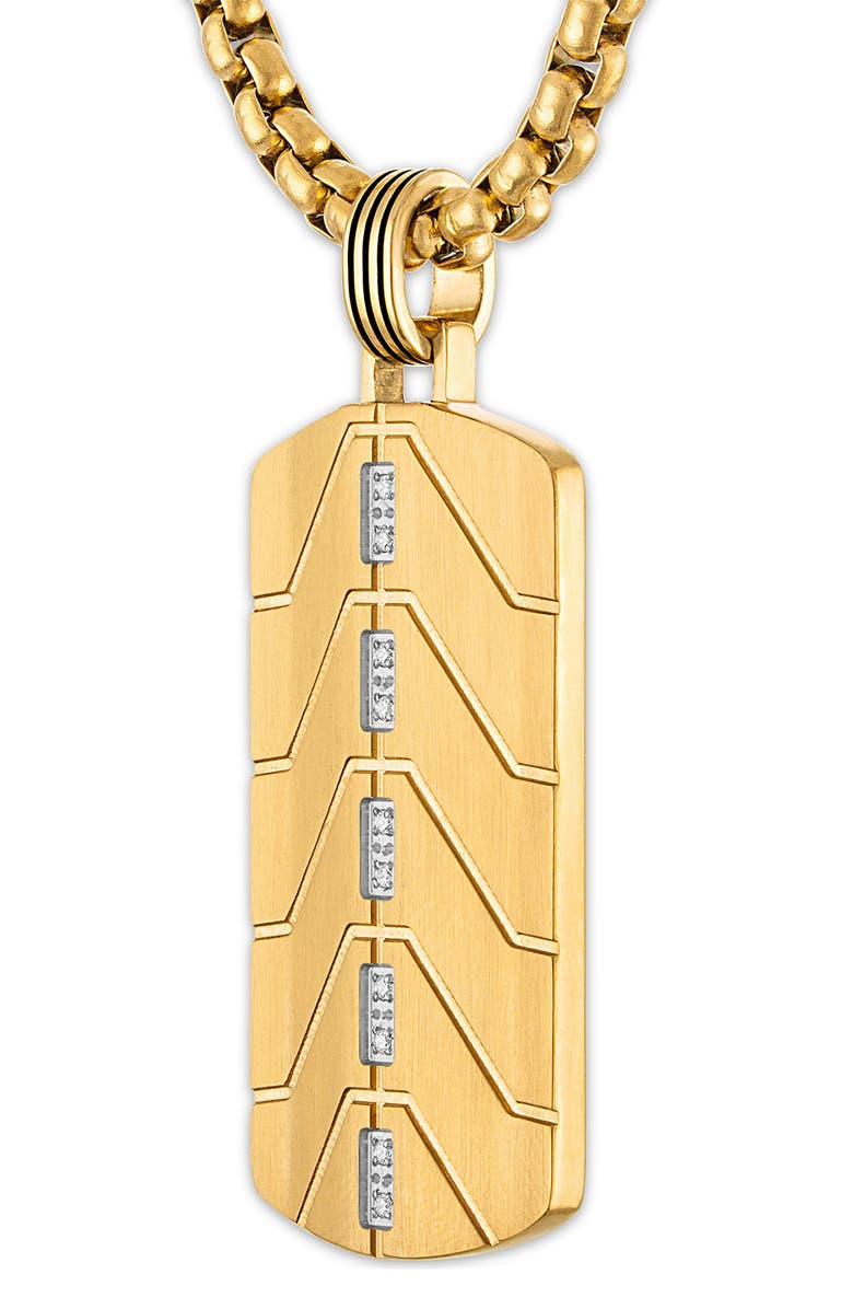 Esquire Men's Esquire Chevron Diamond Dog Tag Pendant Necklace, Alternate, color, Gold
