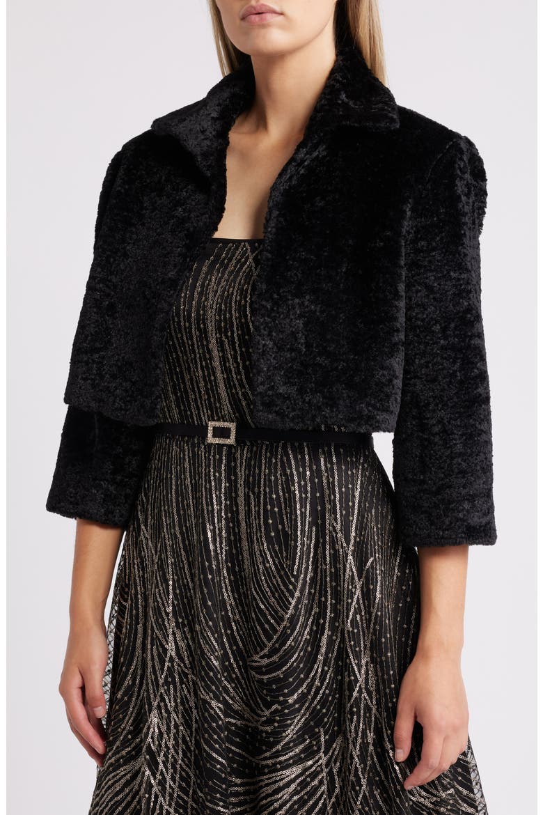 Faux Fur Bolero, Main, color, BLACK