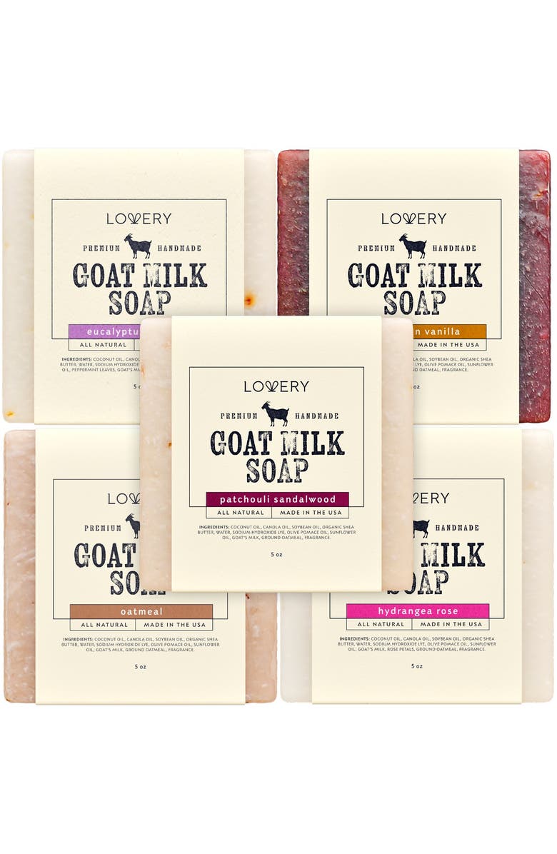 Lovery Handmade Goat Milk Soap Bars with Organic Shea Butter - Variety Scent - 5 Pack, Main, color, 5 Pack