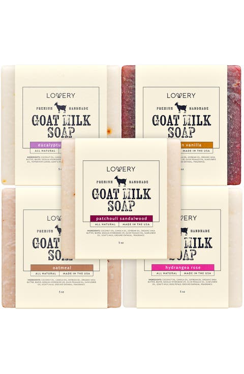 Handmade Goat Milk Soap Bars with Organic Shea Butter - Variety Scent - 5 Pack