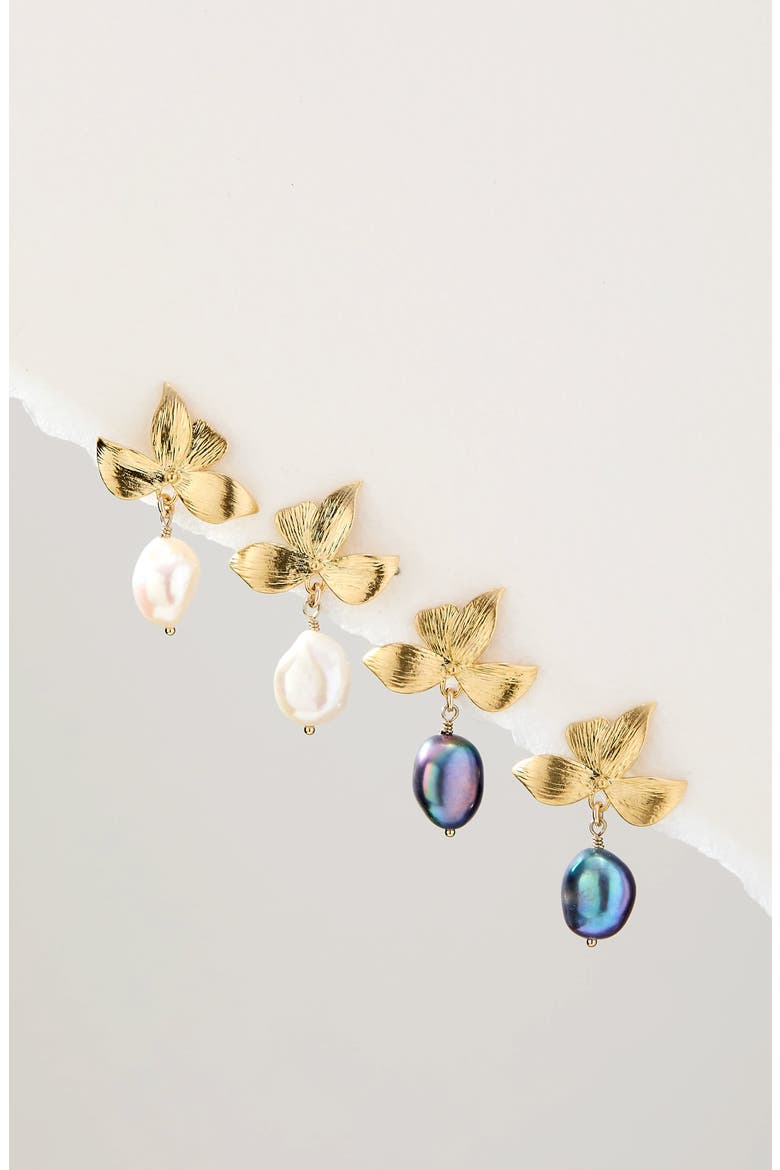 Maeve Freshwater Pearl Drop Earrings, Alternate, color, GOLD / PEACOCK