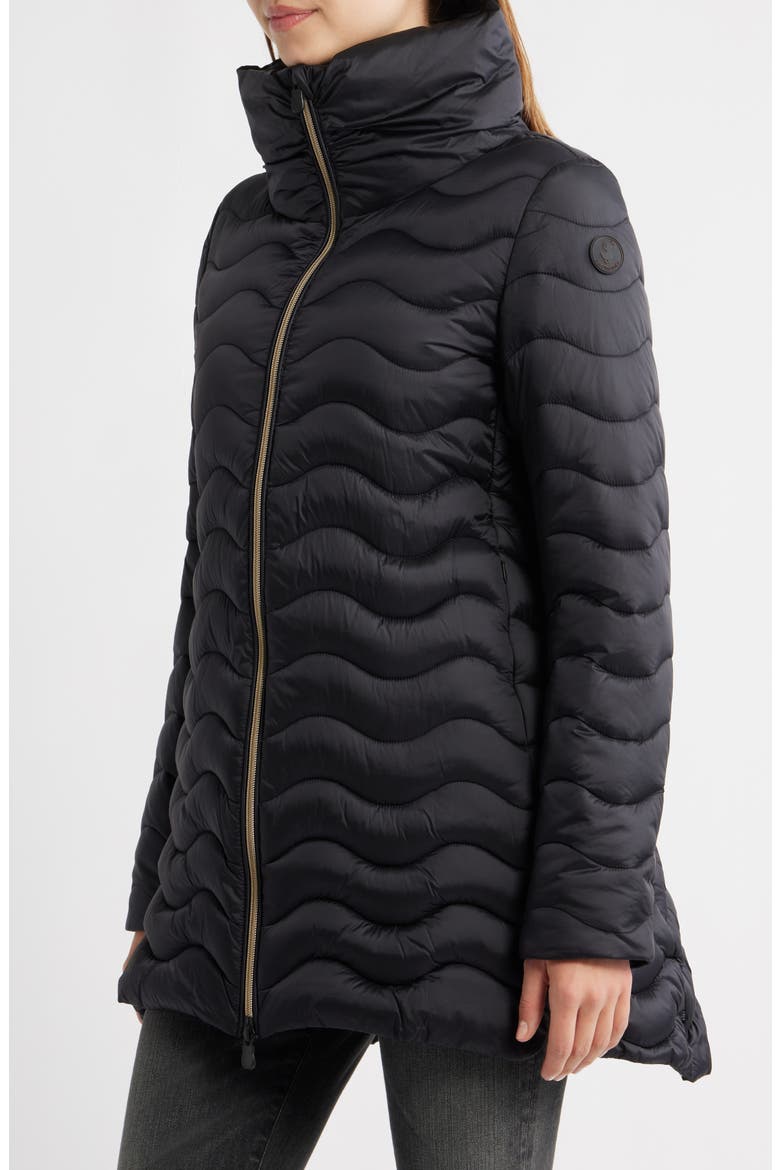 Livette Wavy Quilted Water Repellent Puffer Jacket, Alternate, color, BLACK