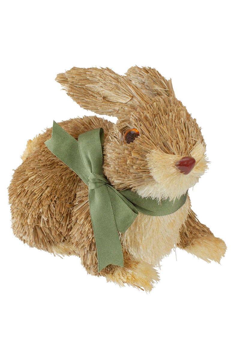 Northlight Sisal Easter Bunny Figure with Ribbon Bow Decoration - 8", Alternate, color, 