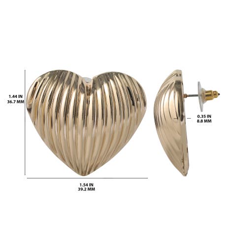 Bcbg Ribbed Heart Button Earrings In Gold
