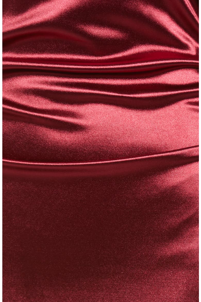 Crossback Satin Body-Con Minidress, Alternate, color, WINE