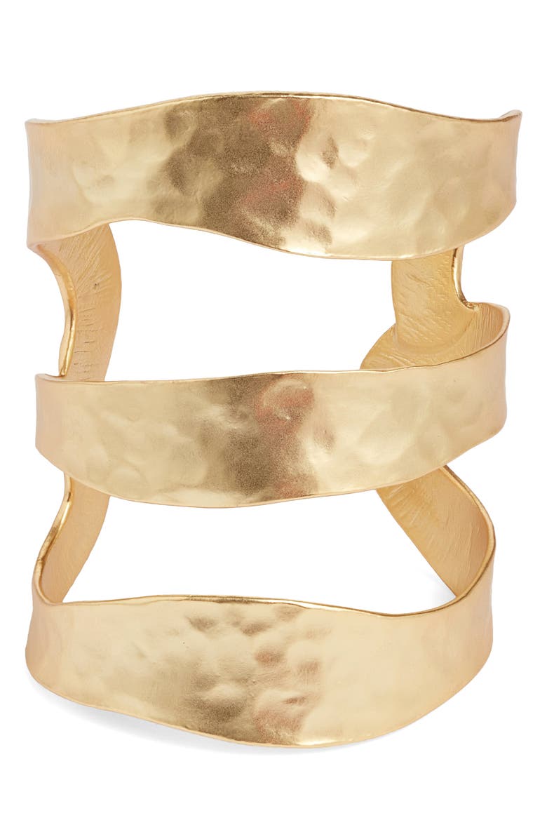 Karine Sultan Stack Cuff Bracelet, Main, color, Gold