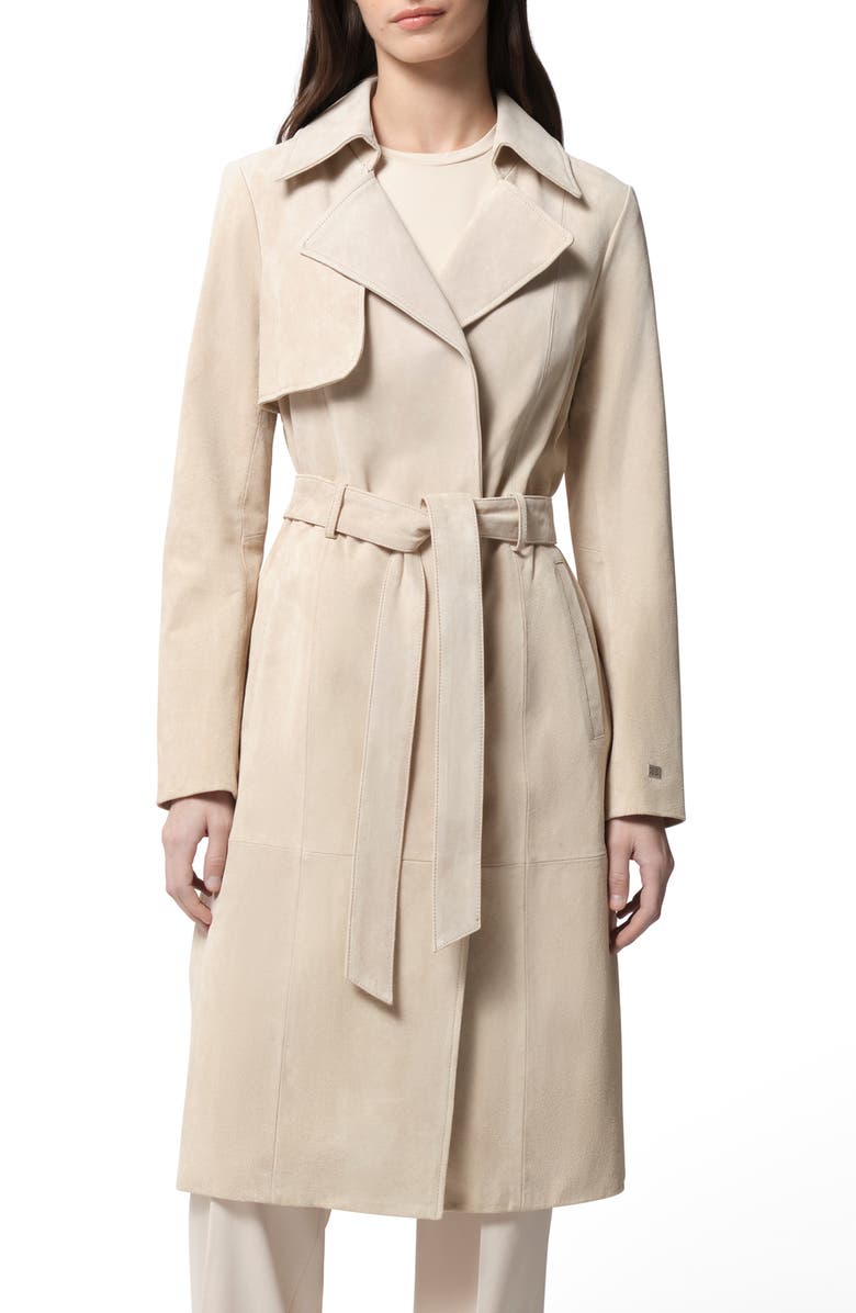 Soia & Kyo Alexis Genuine Suede Trench Coat, Main, color, Mist