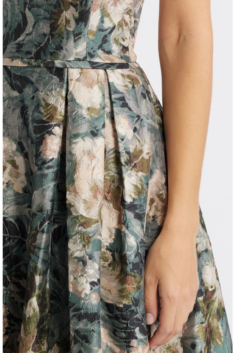 Floral Strapless Ball Gown, Alternate, color, BLUSH SAGE MULTI