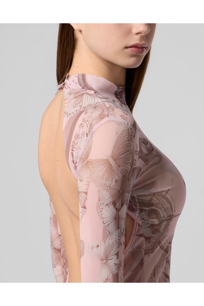 Tulle Maxi Dress Open Back Butterfly Tattoo Women, Alternate, color, rose/pink
