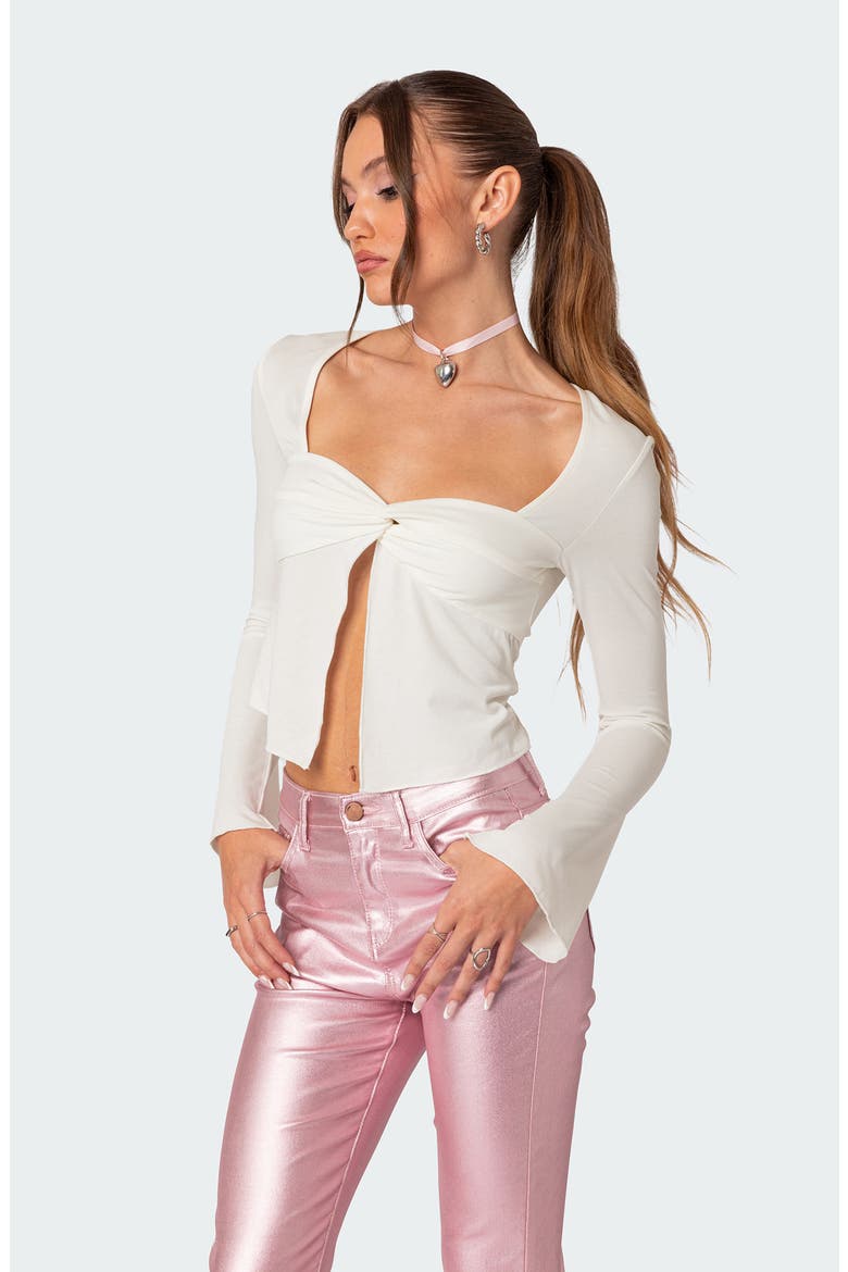 Maxine Twist Split Front Top, Alternate, color, WHITE
