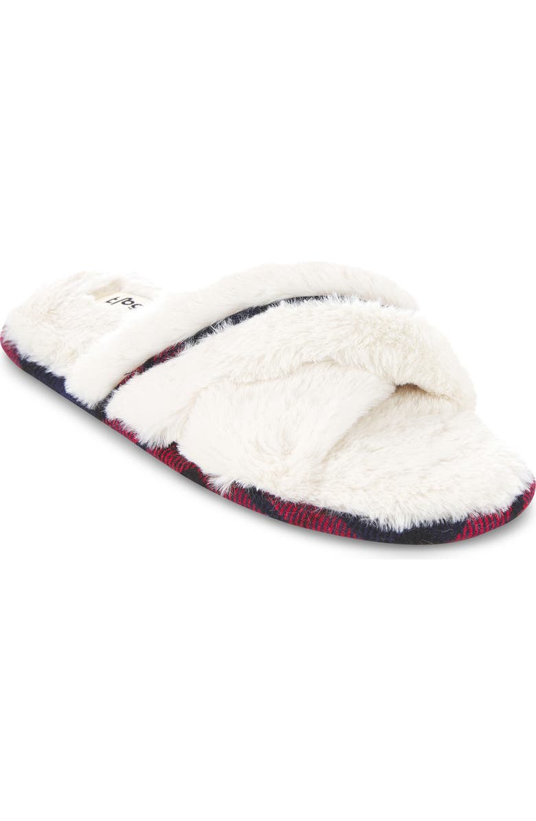 FLOOPI Morgan Faux Fur Crossband Slipper, Main, color, Beige