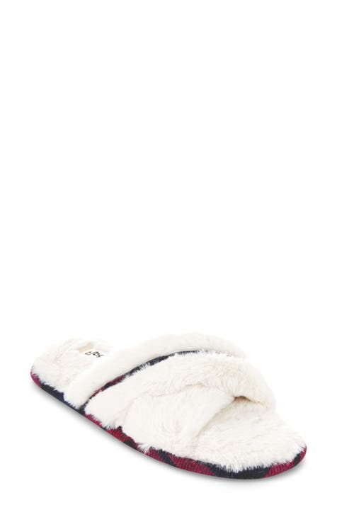 Morgan Faux Fur Crossband Slipper (Women)