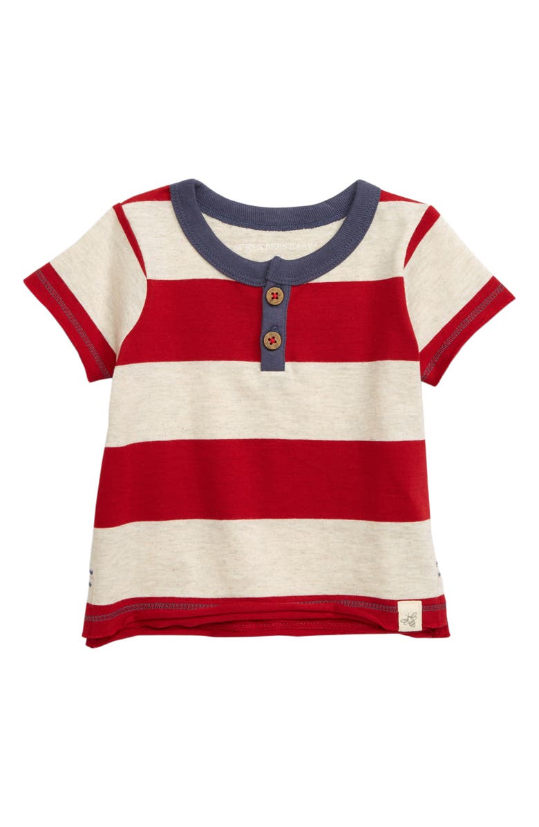 Burt's Bees Baby Rugby Stripe Organic Cotton Henley T-Shirt, Main, color, 