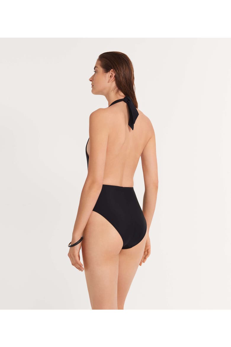 The Tie Front One Piece, Alternate, color, Black