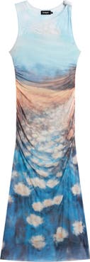 Desigual Sleeveless Abstract Floral Print Mesh Dress