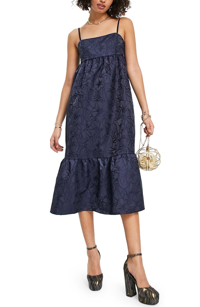 Topshop Floral Jacquard Sundress, Main, color, 