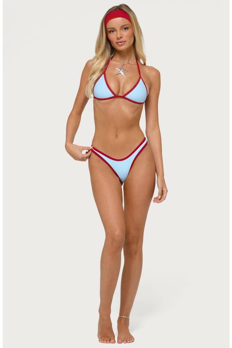 Dina Contrast Triangle Bikini Top, Alternate, color, LIGHT-BLUE
