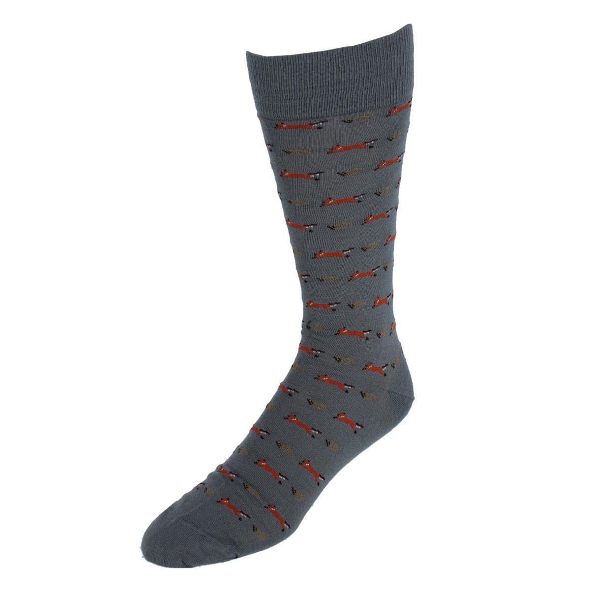Trafalgar The Hunt Is On Mid-Calf Fox Noevlty Pima Cotton Dress Sock ...