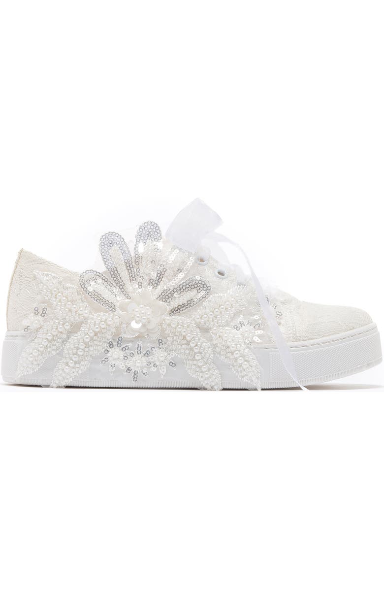 Forever & Always Shoes Lora Bridal Lace Sneaker, Alternate, color, Ivory