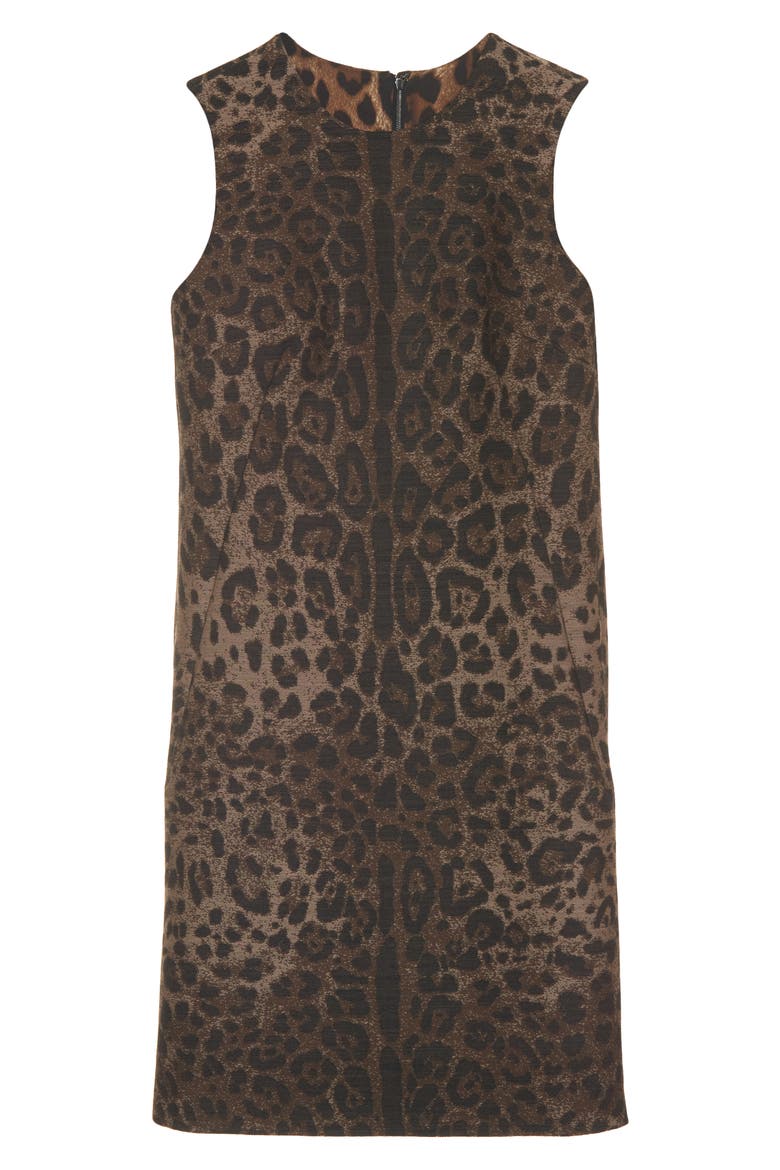 Dégradé Leopard Print Wool Blend Shift Dress, Alternate, color, PRINT LEO