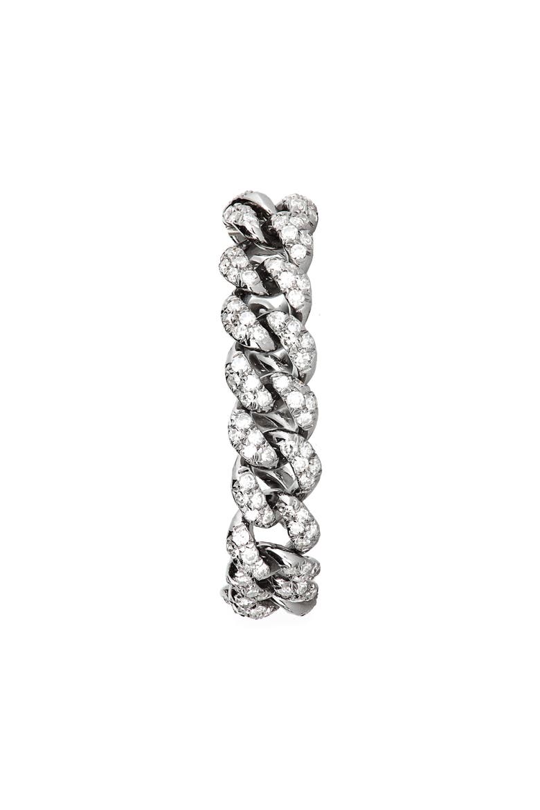 Mini Pavé Diamond Link Ring, Alternate, color, BLACK GOLD