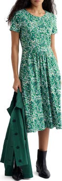 Seasalt Cornwall April Floral Stretch Organic Cotton Midi Dress