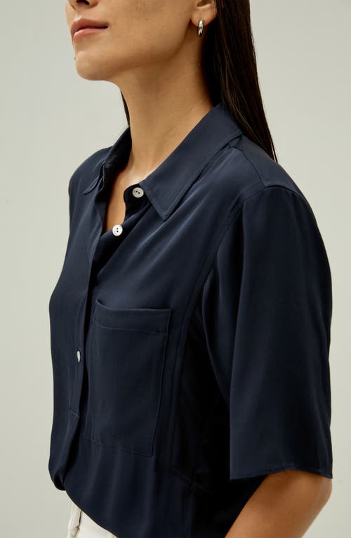 LILYSILK LILYSILK HALF-PLACKET SHORT SLEEVE BUTTON UP SHIRT 