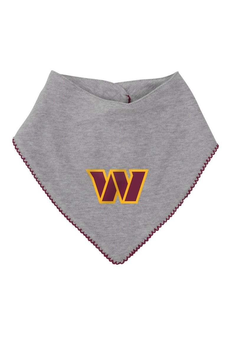 Girls Newborn & Infant Burgundy/Heathered Gray Washington Commanders All The Love Bodysuit Bib & Booties Set, Alternate, color, Burgundy