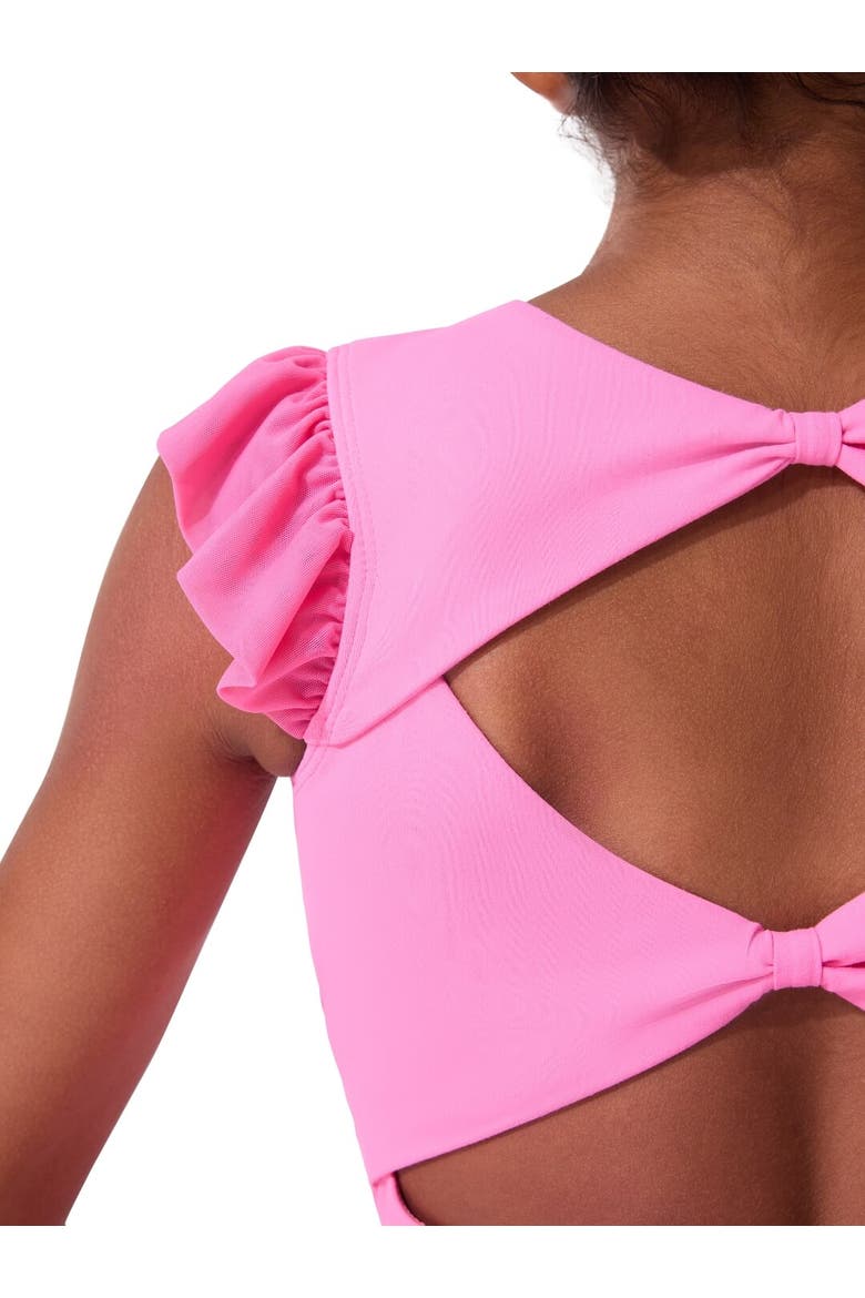 Sheer Ruffles Leotard, Alternate, color, Bright Pink