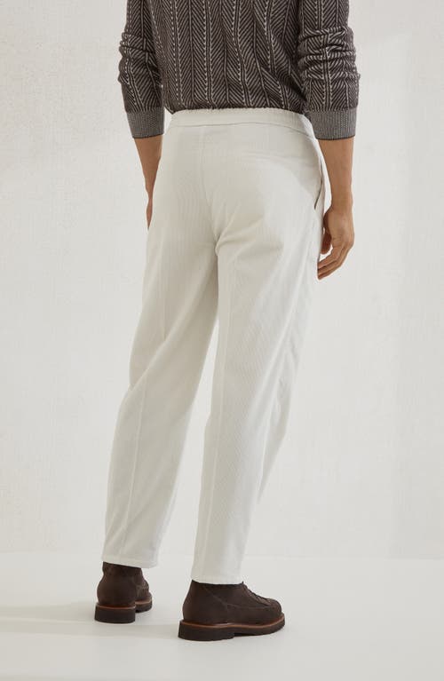 Brunello Cucinelli Men White Linen And Cotton Leisure Fit Trousers