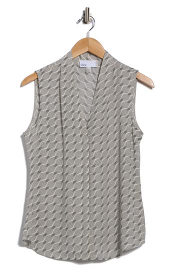 Nordstrom Rack V-neck Sleeveless Woven Shell Top In Gray