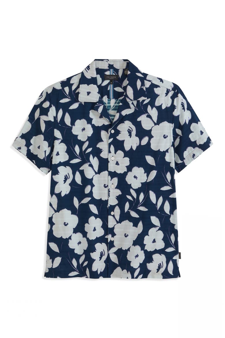 Floral Print Camp Shirt, Alternate, color, MIDNIGHT SAIL