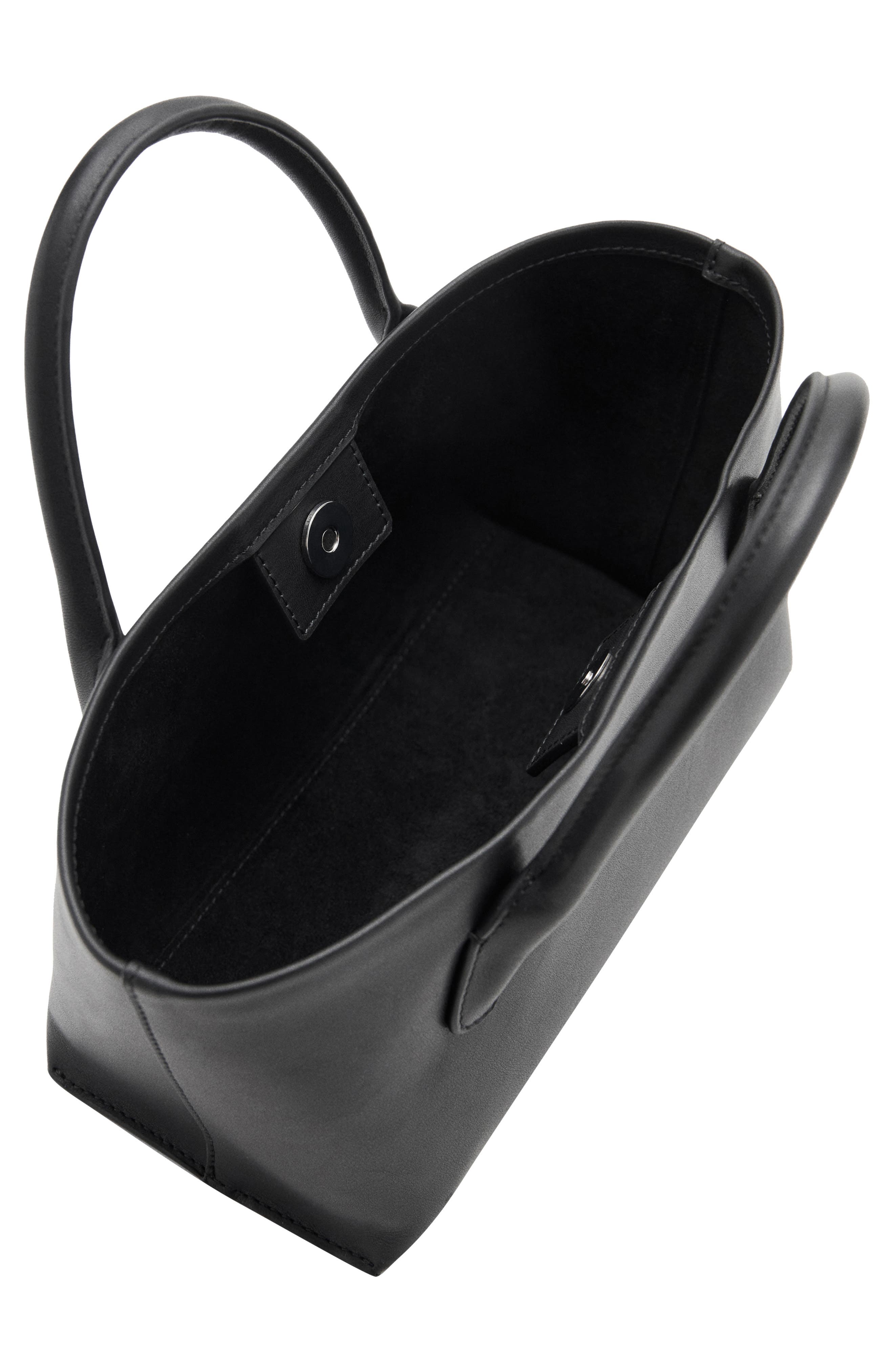 MANGO Starring Hailey Bieber Leather Tote, Alternate, color, Black