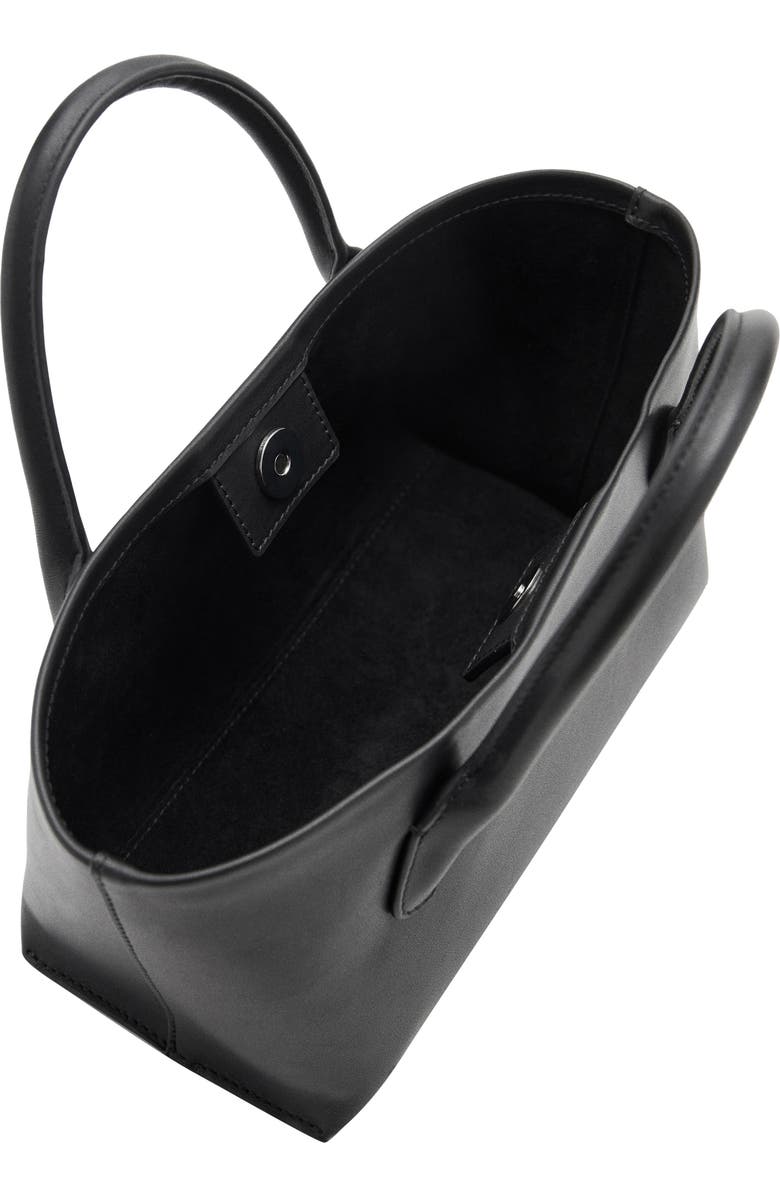 MANGO Starring Hailey Bieber Leather Tote, Alternate, color, Black