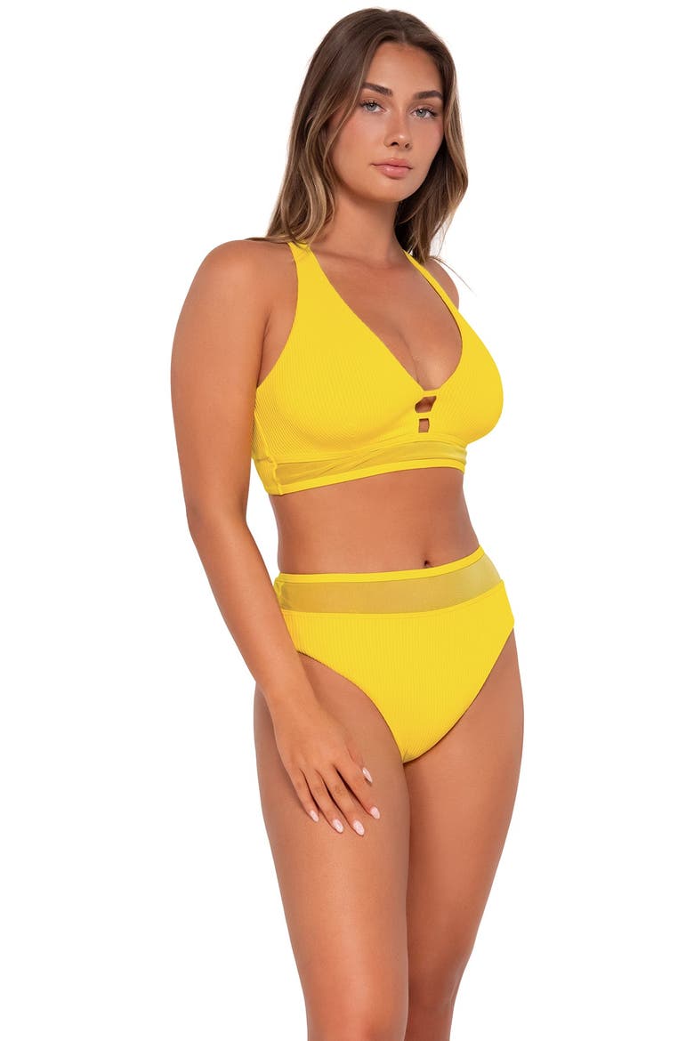 Danica Bikini Swimsuit Top - F Cup, Alternate, color, Lemon Zest Sandbar Rib