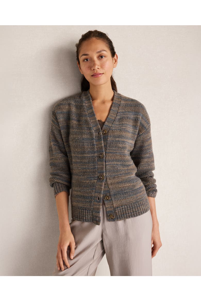 Wool Space-Dye Textured Cardigan, Main, color, Mocha Spacedye