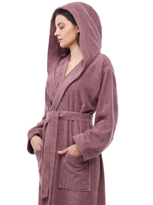 Arus Paradise Womens Hooded Cotton Bath Robe In Purple