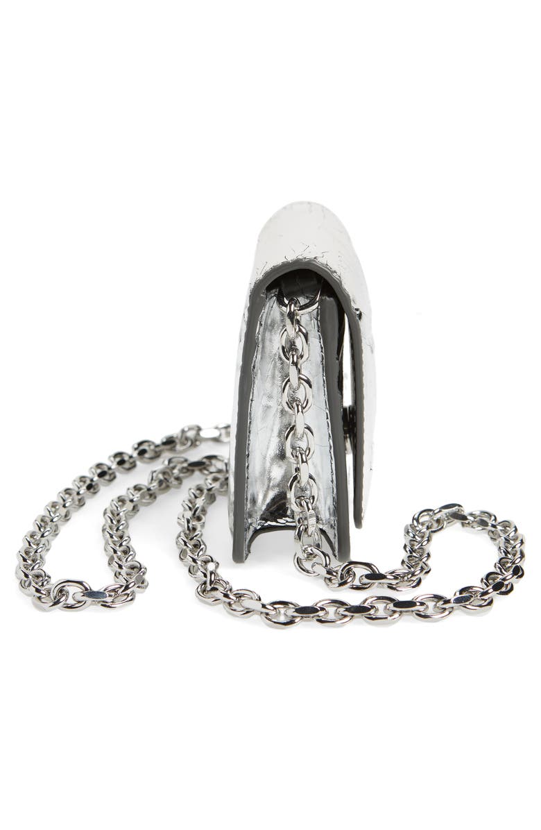 Maison Margiela Small Bianchetto Painted Leather Wallet on a Chain, Alternate, color, 