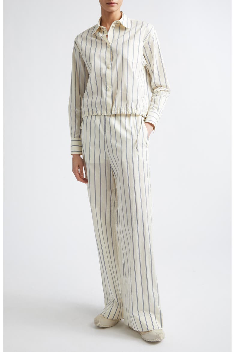 Stripe Cotton & Silk Snap-Up Shirt, Alternate, color, WHITE STRIPE