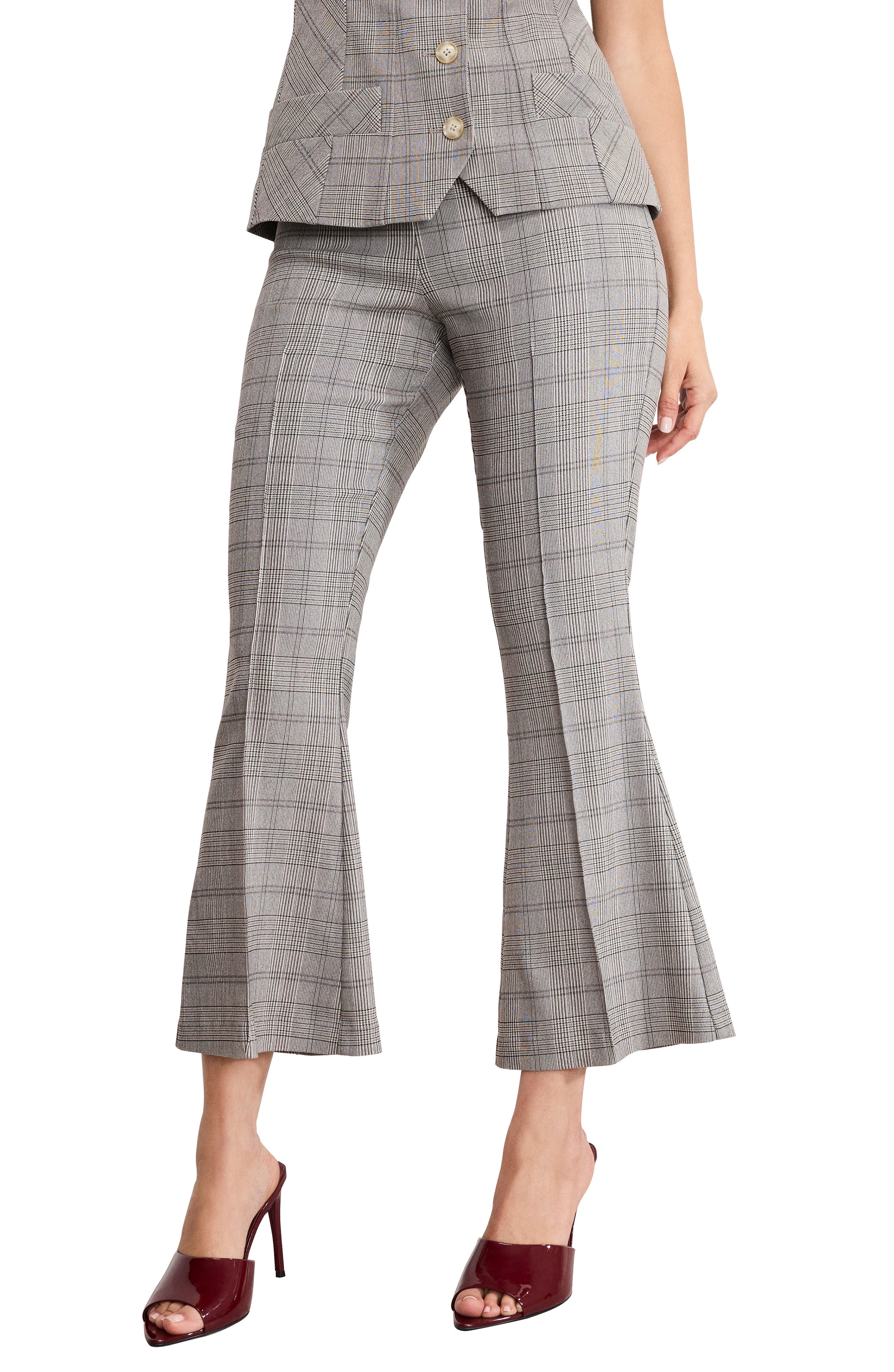 Good American Plaid Kick Flare Pants