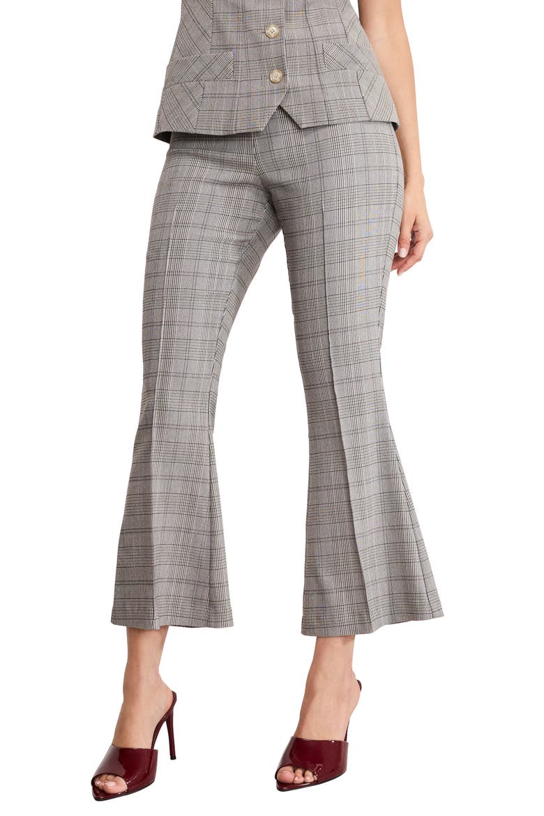 Plaid Kick Flare Pants, Main, color, GLEN PLAID001