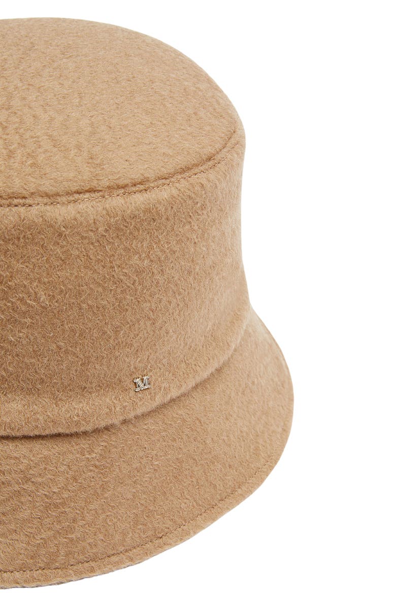 Max Mara Fiducia Camel Hair & Silk Quilted Reversible Bucket Hat, Alternate, color, Camel