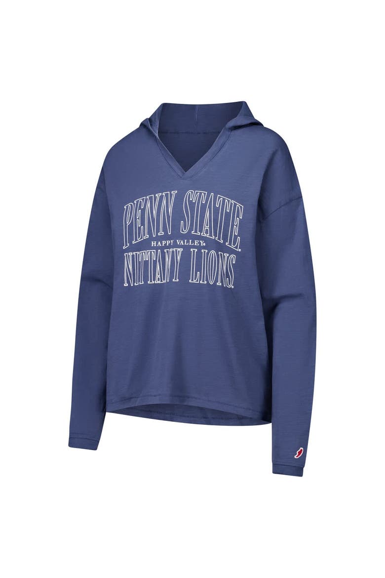 Women's League Collegiate Wear Navy Penn State Nittany Lions Slub Long Sleeve V-Neck Hoodie T-Shirt, Alternate, color, Navy