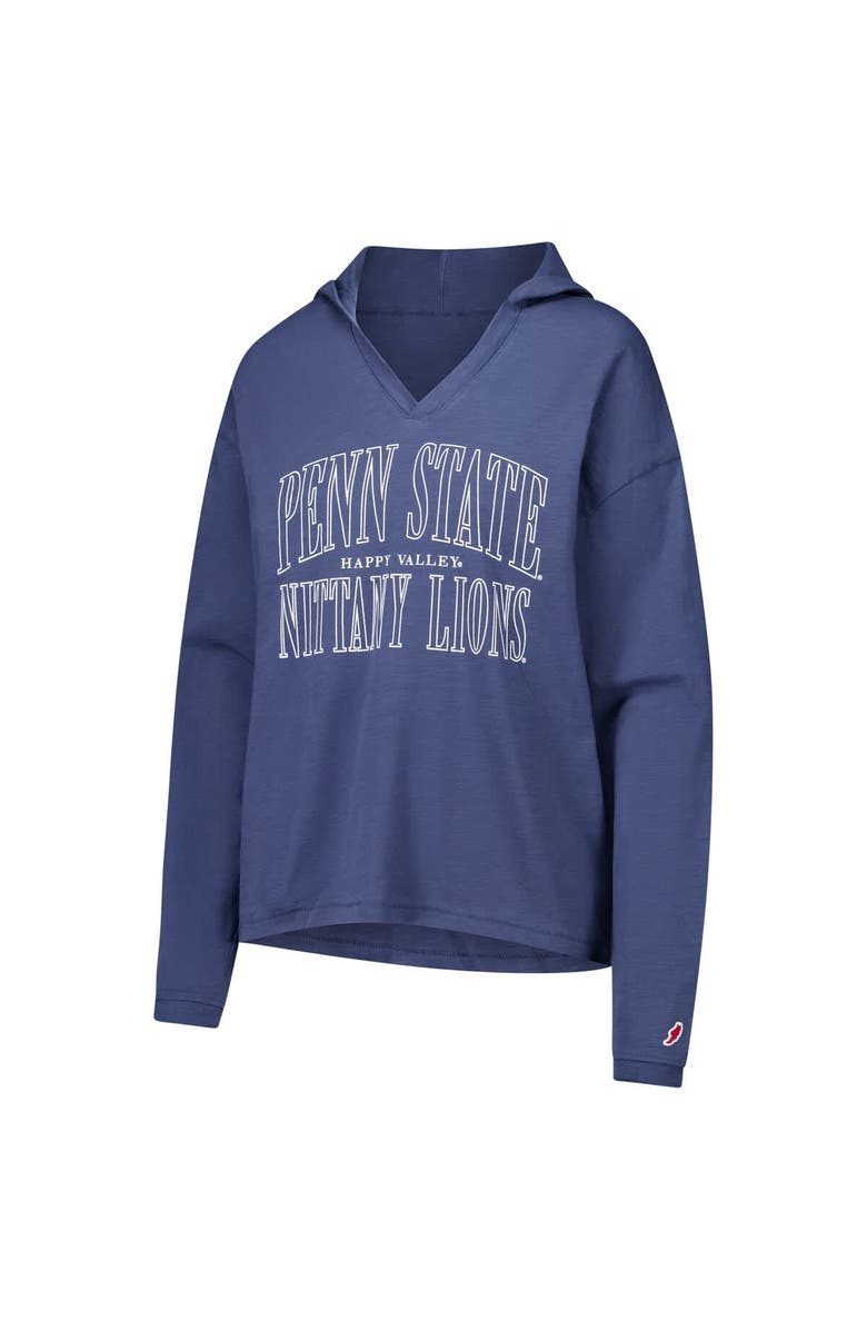 LEAGUE COLLEGIATE WEAR Women's League Collegiate Wear Navy Penn State Nittany Lions Slub Long Sleeve V-Neck Hoodie T-Shirt, Alternate, color, Navy