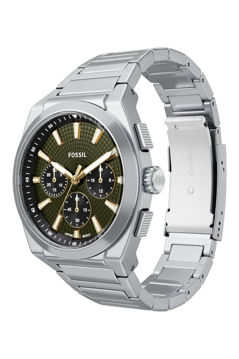 Everett Chronograph Bracelet Watch, 44mm, Alternate, color, SILVER
