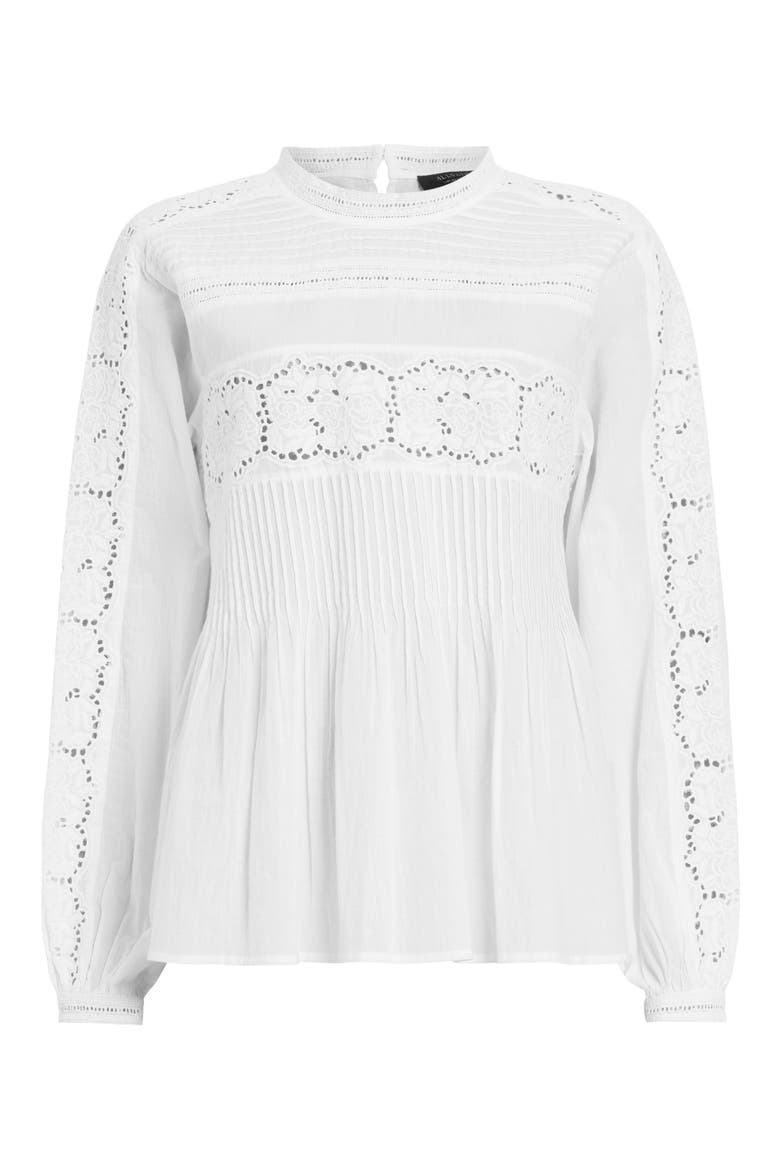 Elaia Eyelet Embroidery Cotton Top, Alternate, color, CHALK WHITE