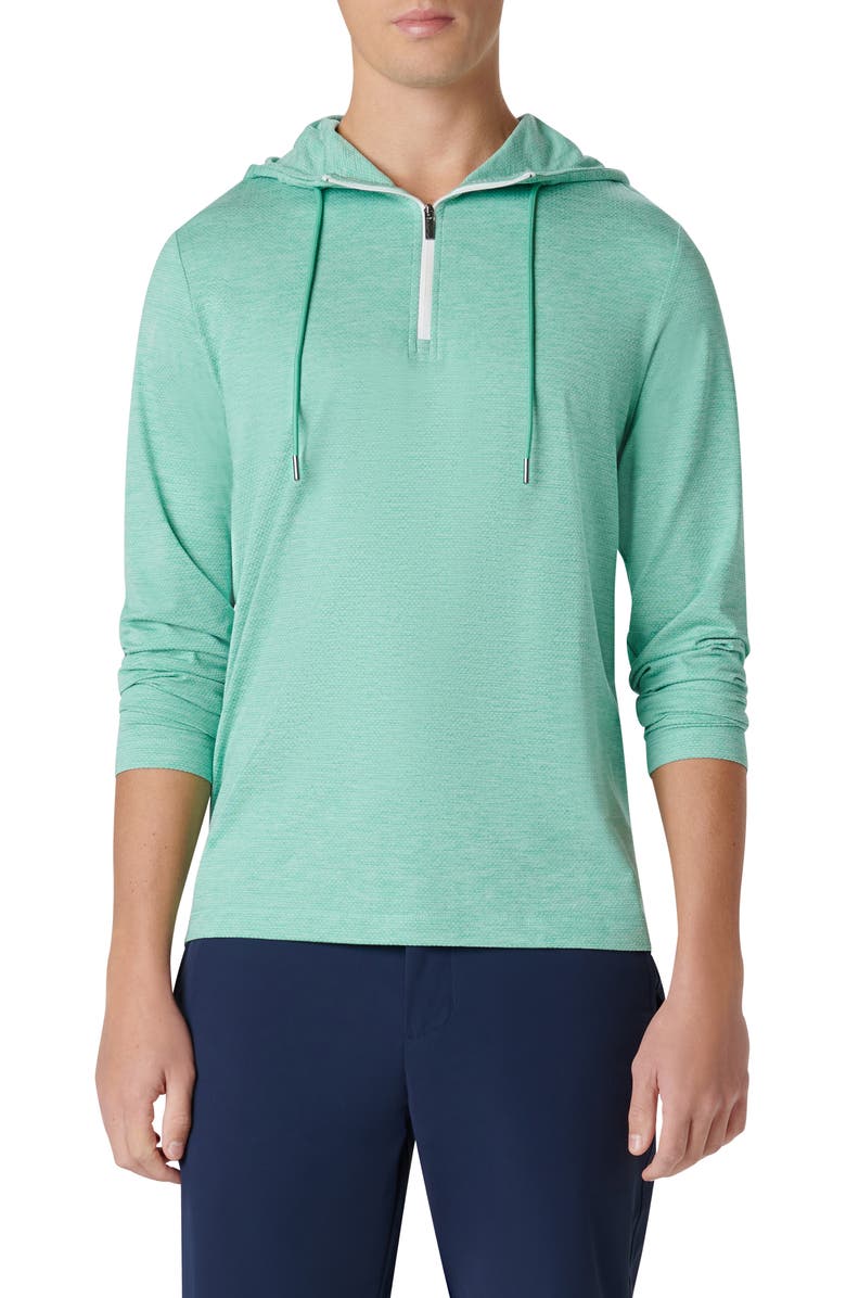 Bugatchi Quarter Zip Performance Hoodie, Main, color, Menthol