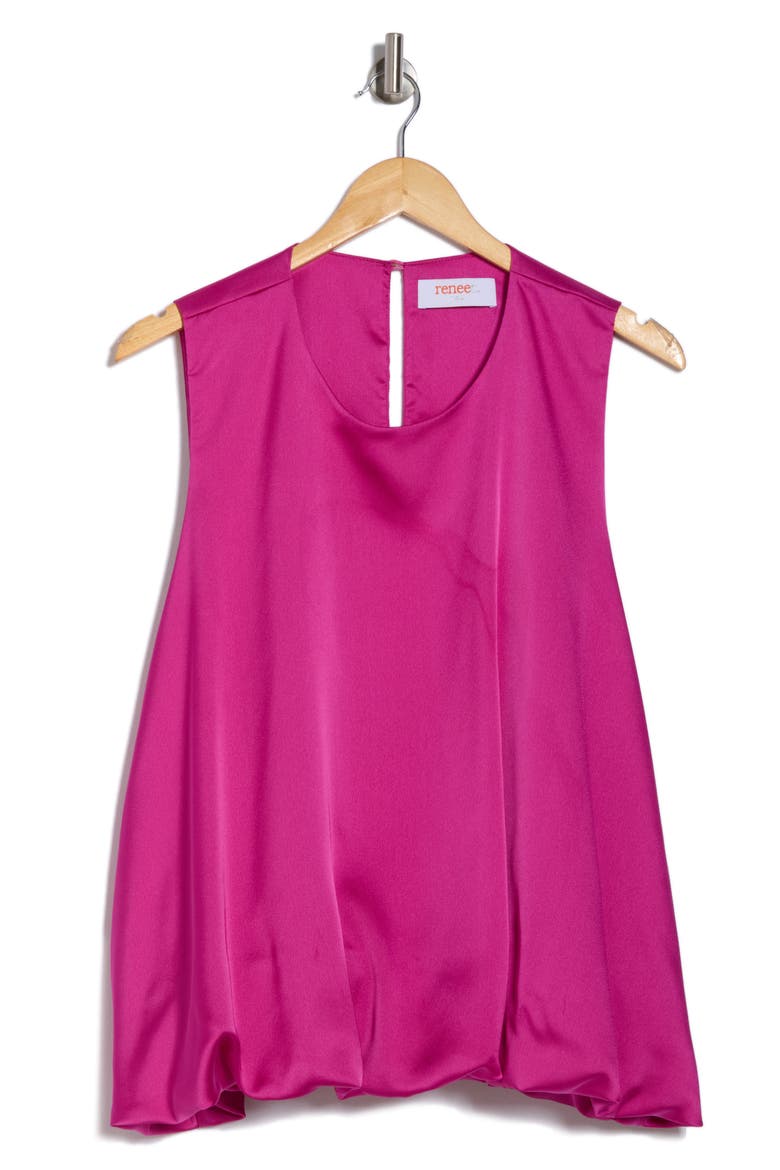 Bubble Hem Satin Tank, Alternate, color, DARK FUCHSIA